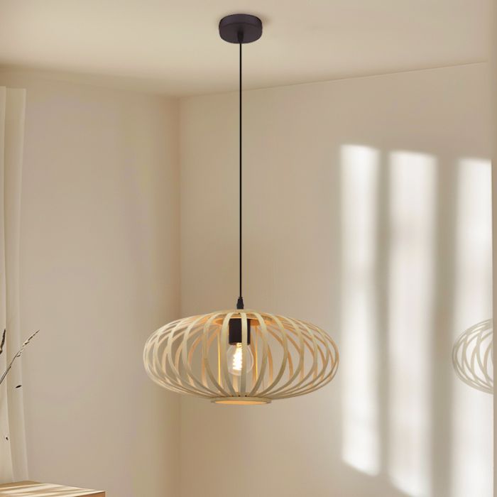 Lampada a sospensione in bambù marrone, Lieve