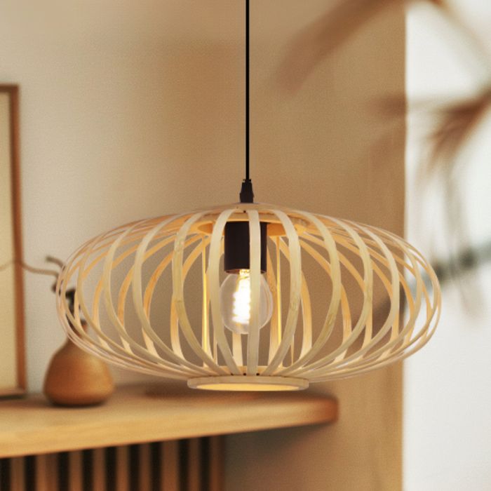 Lampada a sospensione in bambù marrone, Lieve