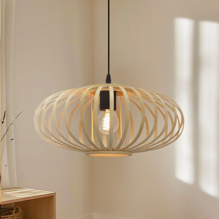 Lampada a sospensione in bambù marrone, Lieve