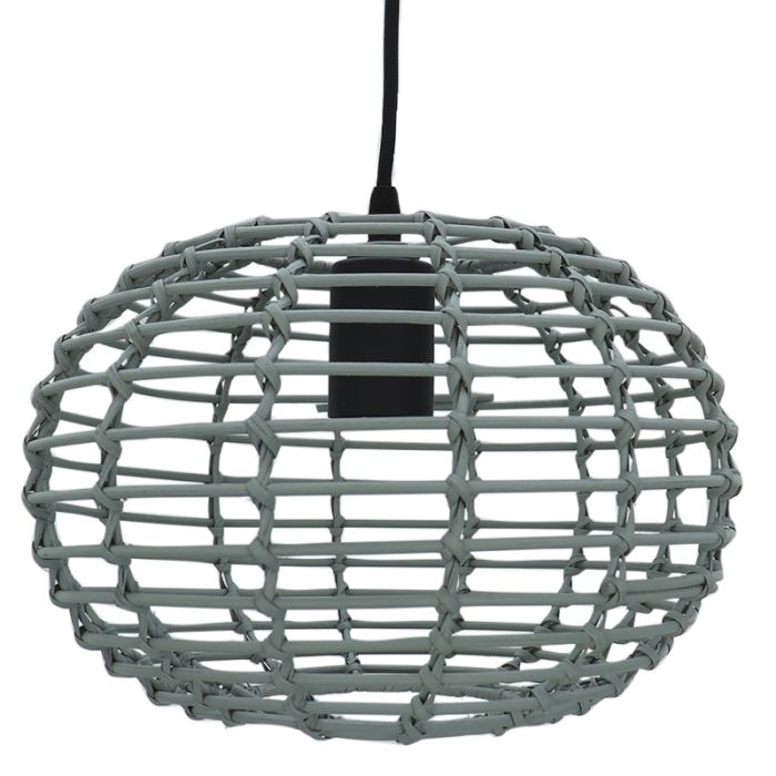 Lampada a sospensione in rattan grigia, Roza