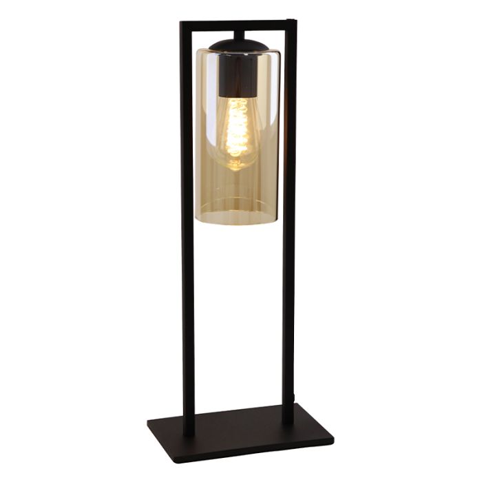 Lampada da tavolo nera industriale, Tonia, con interruttore