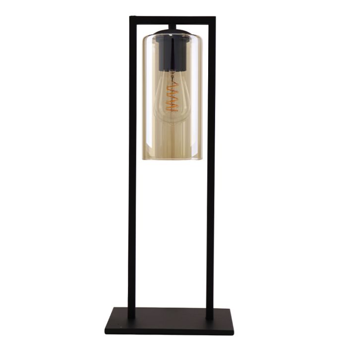 Lampada da tavolo nera industriale, Tonia, con interruttore
