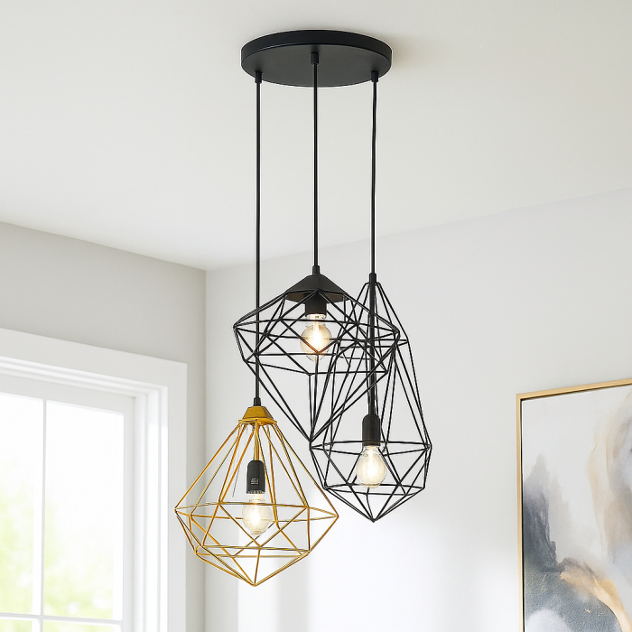 Lampada a sospensione nera industriale, Nida