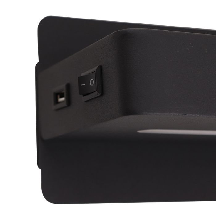 Applique da parete nera moderna, Gregor, 10W, 3000K LED, con interruttore