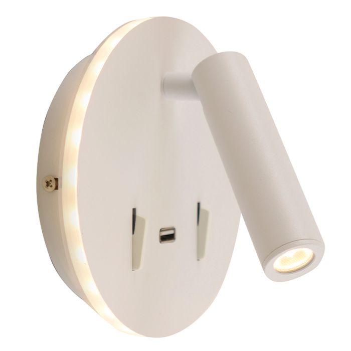 Applique da parete bianca moderna, Alec, 9W, 3000K LED, con interruttore