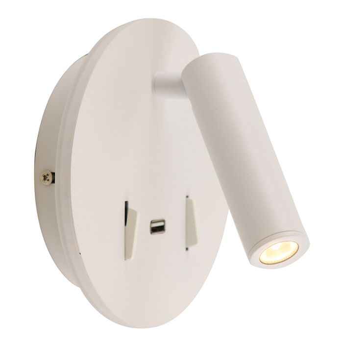 Applique da parete bianca moderna, Alec, 9W, 3000K LED, con interruttore