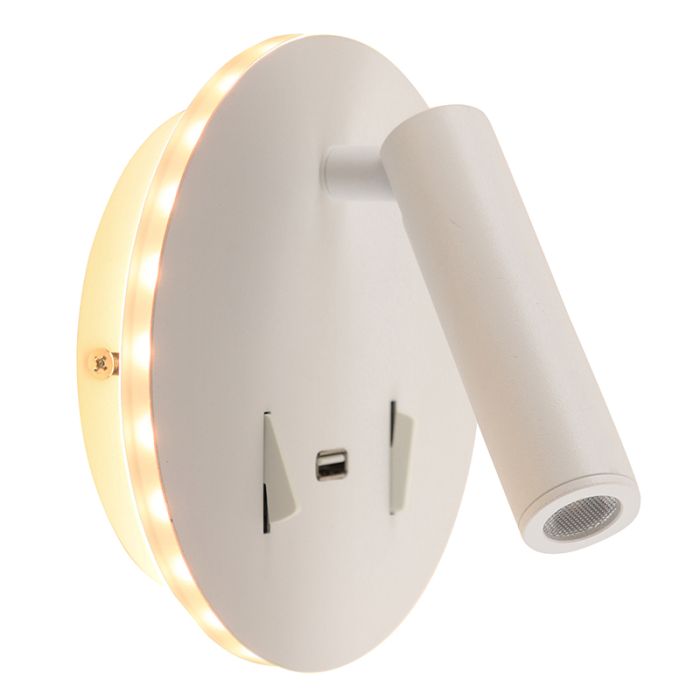 Applique da parete bianca moderna, Alec, 9W, 3000K LED, con interruttore