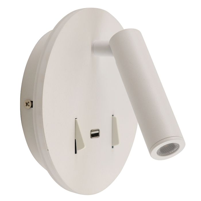 Applique da parete bianca moderna, Alec, 9W, 3000K LED, con interruttore