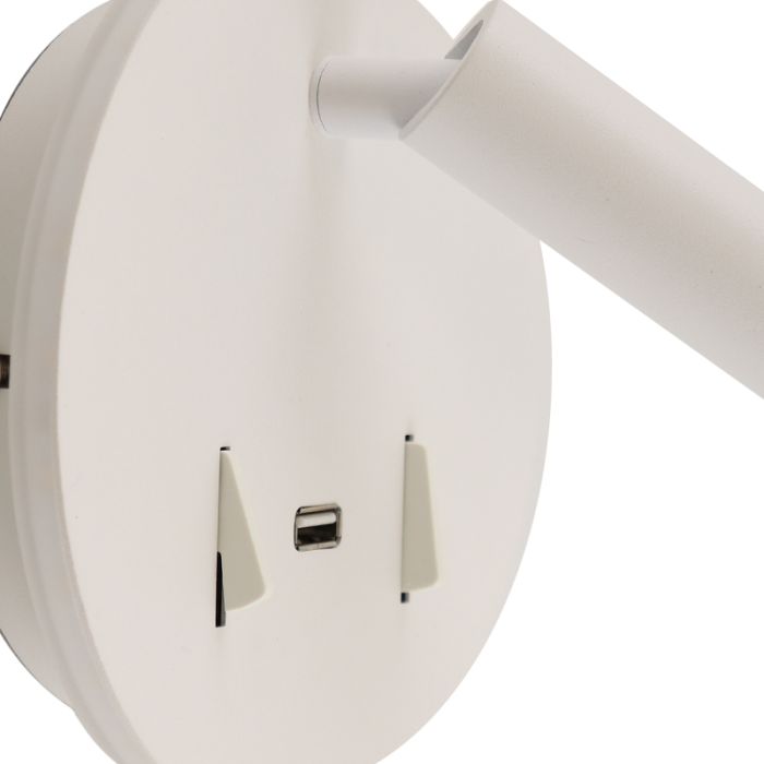 Applique da parete bianca moderna, Alec, 9W, 3000K LED, con interruttore