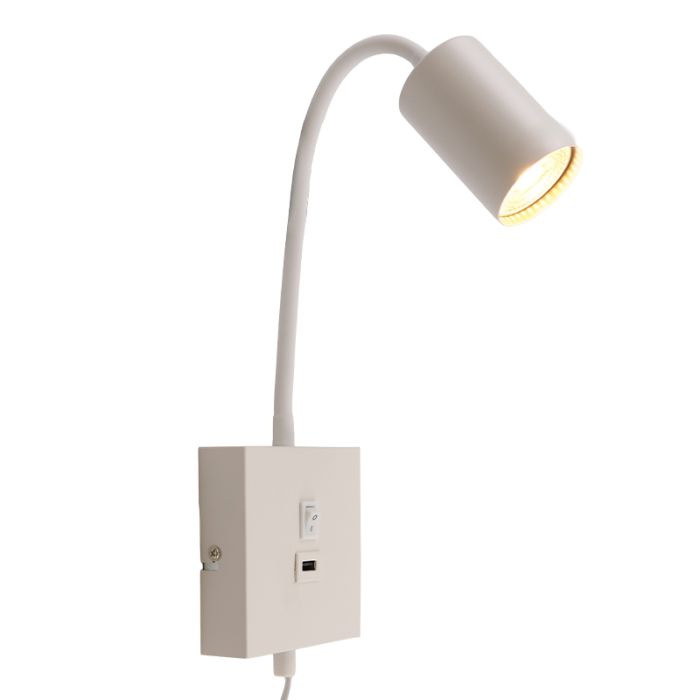 Faretto da parete bianco moderno, Tibor, con interruttore