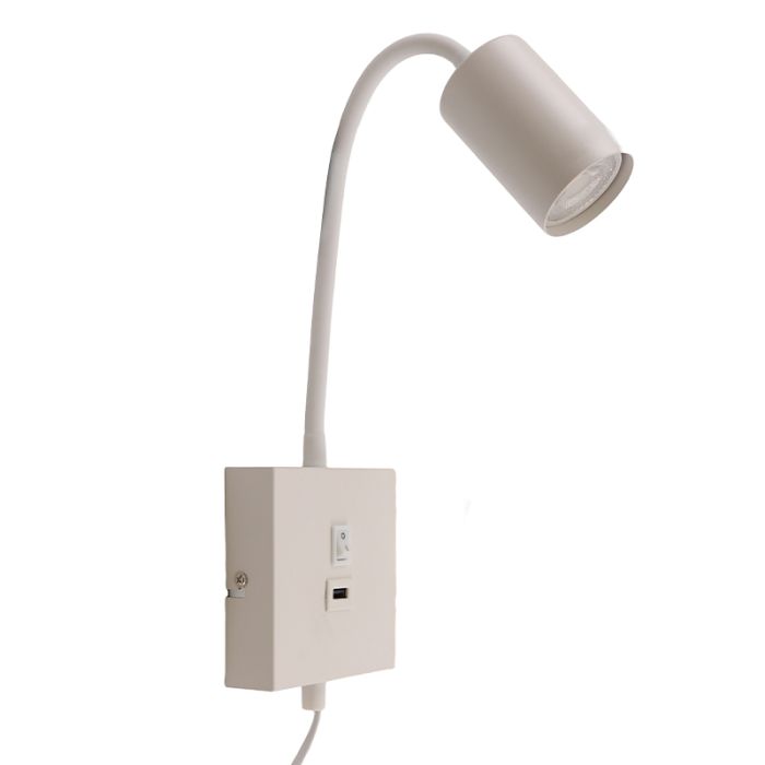 Faretto da parete bianco moderno, Tibor, con interruttore