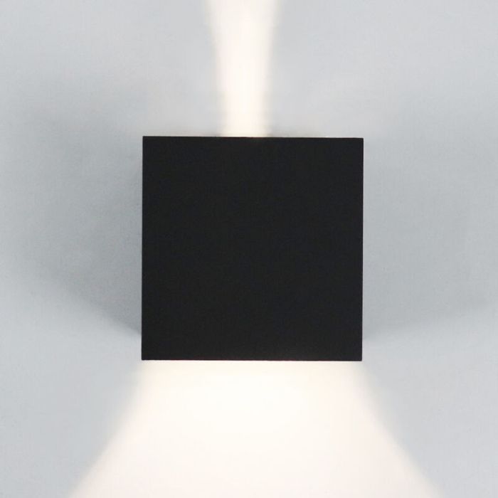 Lampada da parete up down nera moderna, Dion, 6W, dim to warm LED, IP65