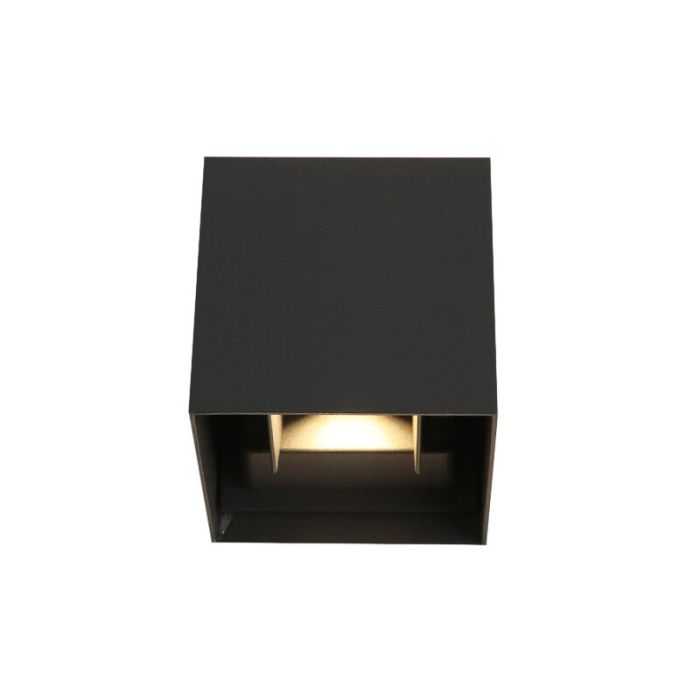 Lampada da parete up down nera moderna, Dion, 6W, dim to warm LED, IP65