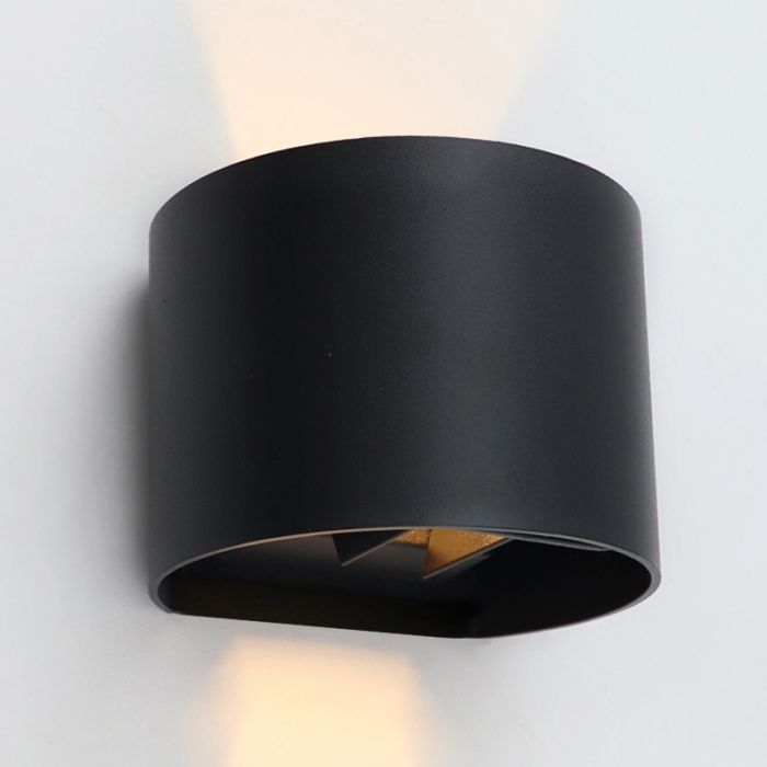 Lampada da parete up down nera moderna, Dion, IP65