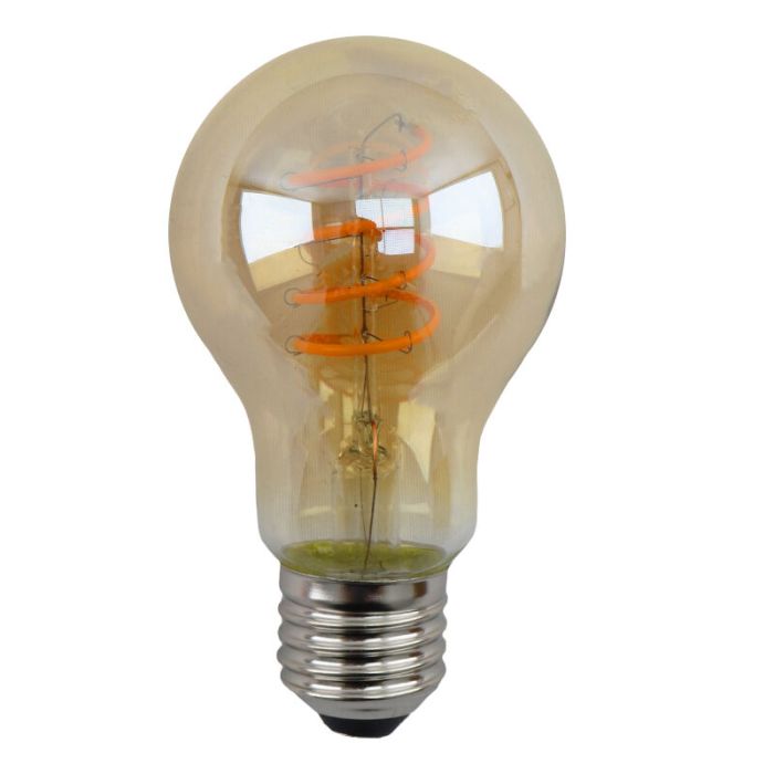 Lampadina LED Olucia E27 dimmerabile, Tuelo, A60, 4w, vetro ambrato, 2200k