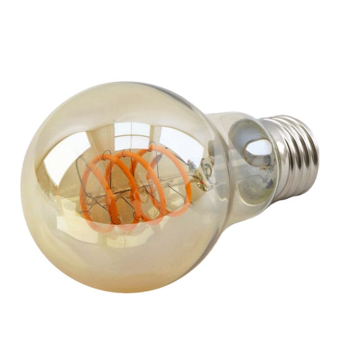 Lampadina LED Olucia E27 dimmerabile, Tuelo, A60, 4w, vetro ambrato, 2200k