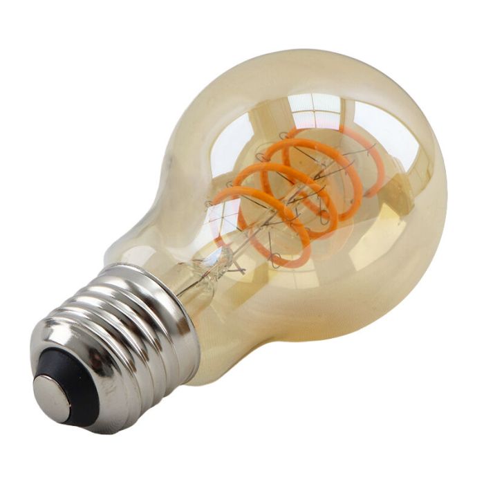 Lampadina LED Olucia E27 dimmerabile, Tuelo, A60, 4w, vetro ambrato, 2200k