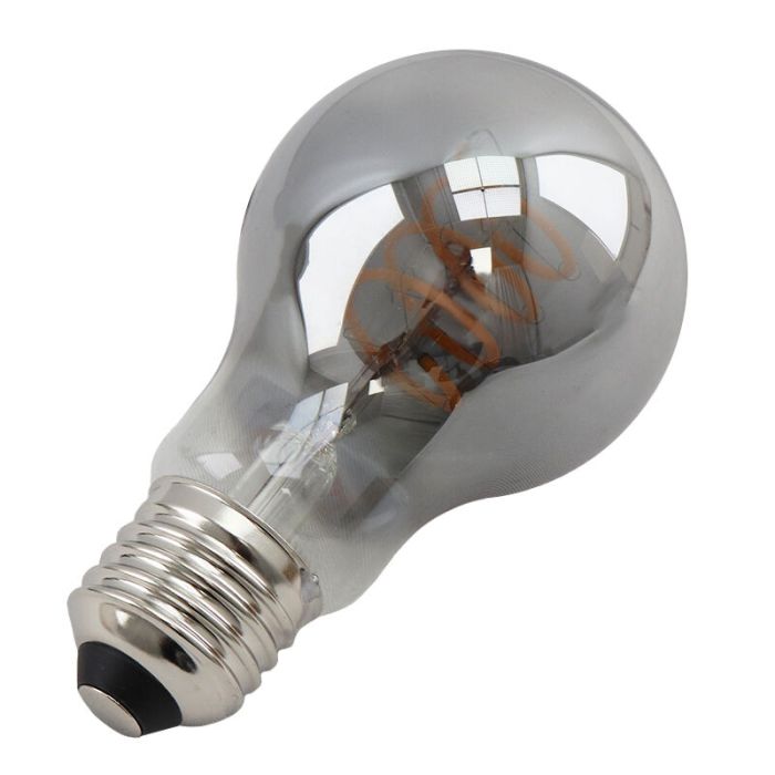 Lampadina LED Olucia E27 dimmerabile, Tuelo, A60, 4w, vetro fumé, 2200k