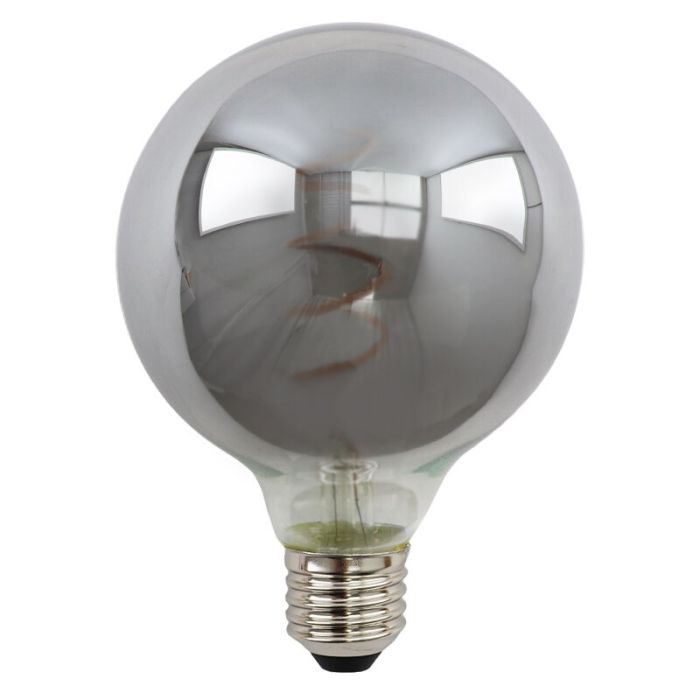 Lampadina LED Olucia E27 dimmerabile, Tuelo, G95, 4w, vetro fumé, 2200k