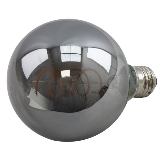 Lampadina LED Olucia E27 dimmerabile, Tuelo, G95, 4w, vetro fumé, 2200k