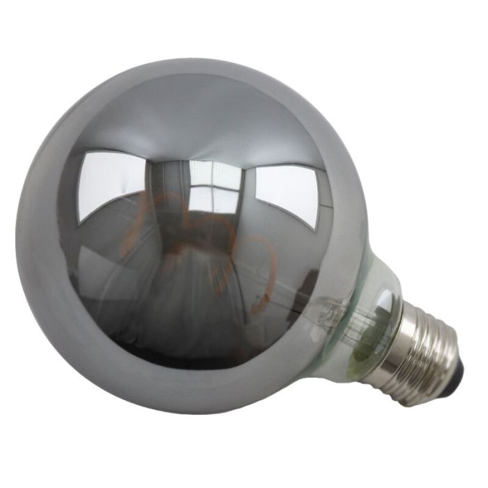 Lampadina LED Olucia E27 dimmerabile, Tuelo, G95, 4w, vetro fumé, 2200k