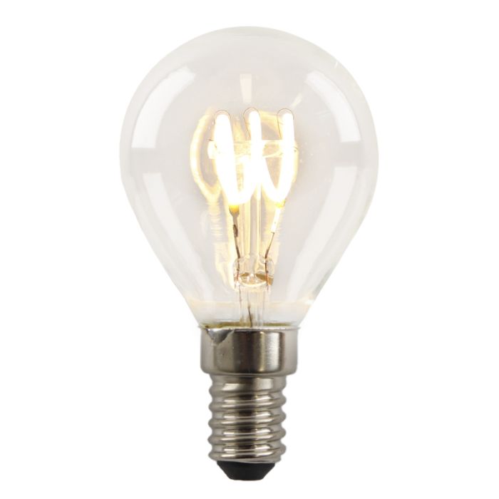Olucia lampadina a filamento LED E14 regolabile Tuelo, P45, 4W, 2700K