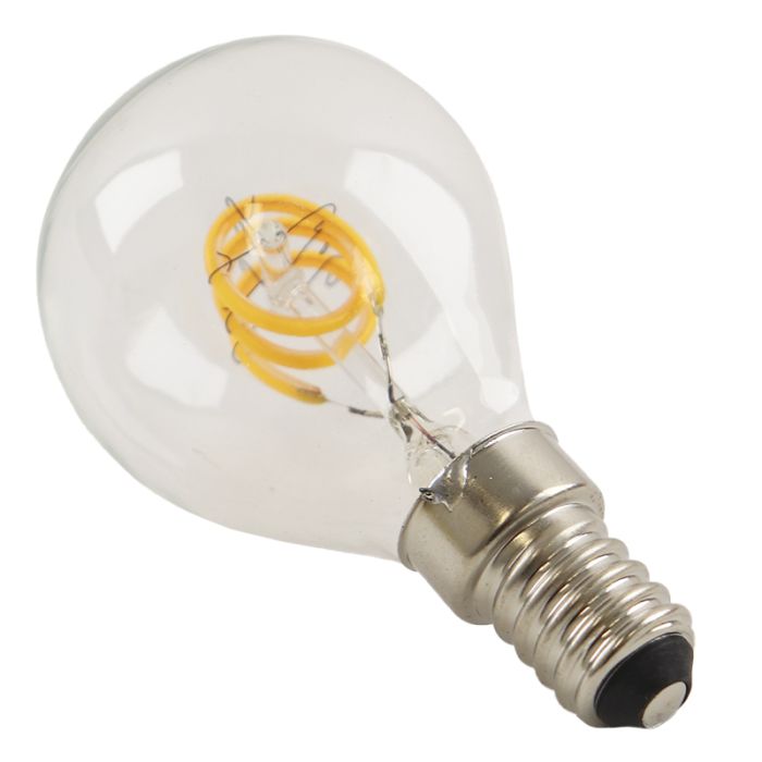Olucia lampadina a filamento LED E14 regolabile Tuelo, P45, 4W, 2700K