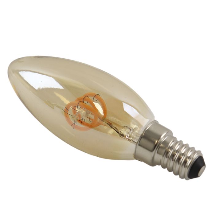 Olucia lampadina a candela LED E14 regolabile Tuelo, ambra, 2W, 2200K