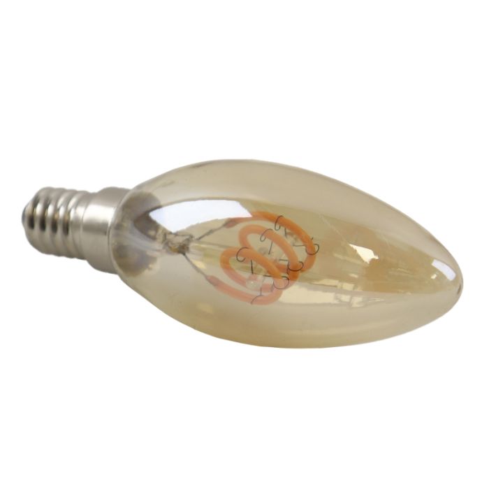 Olucia lampadina a candela LED E14 regolabile Tuelo, ambra, 2W, 2200K