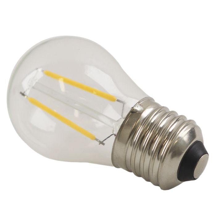 Olucia lampadina a filamento LED E27 regolabile Melchis, P45, 2W, 2700K