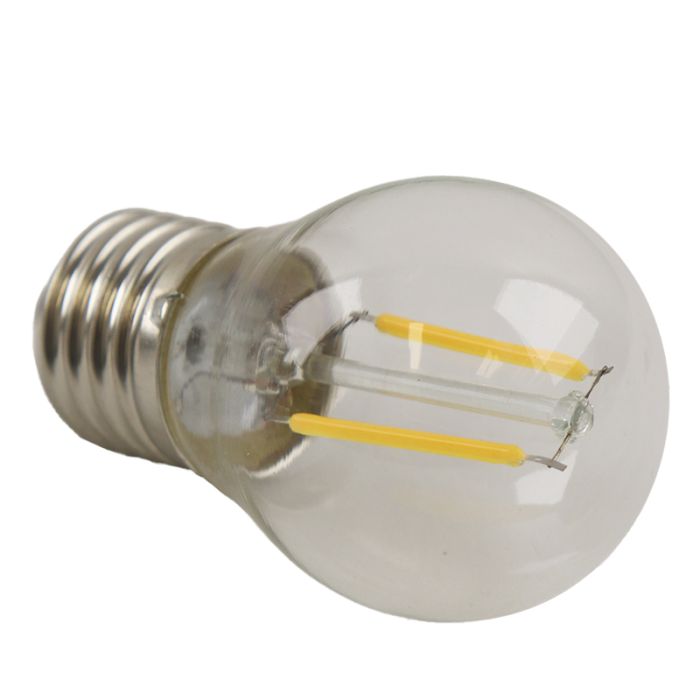Olucia lampadina a filamento LED E27 regolabile Melchis, P45, 2W, 2700K