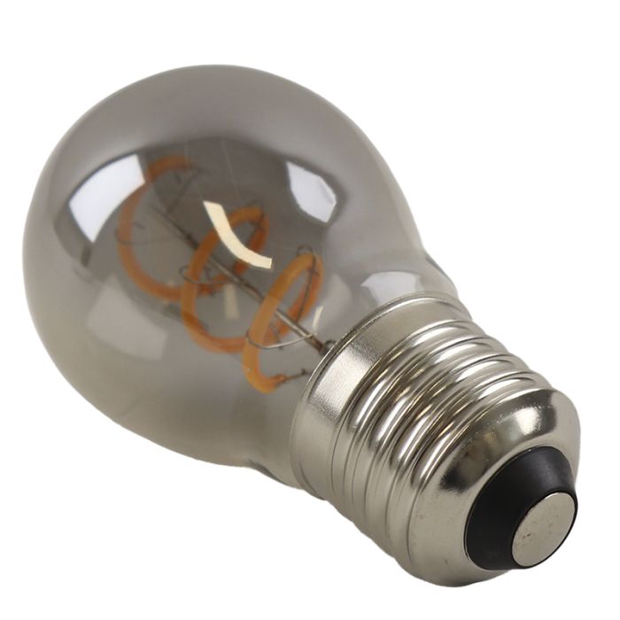 Olucia lampadina a filamento LED E27 regolabile Tuelo, grigio, P45, 4W, 2200K