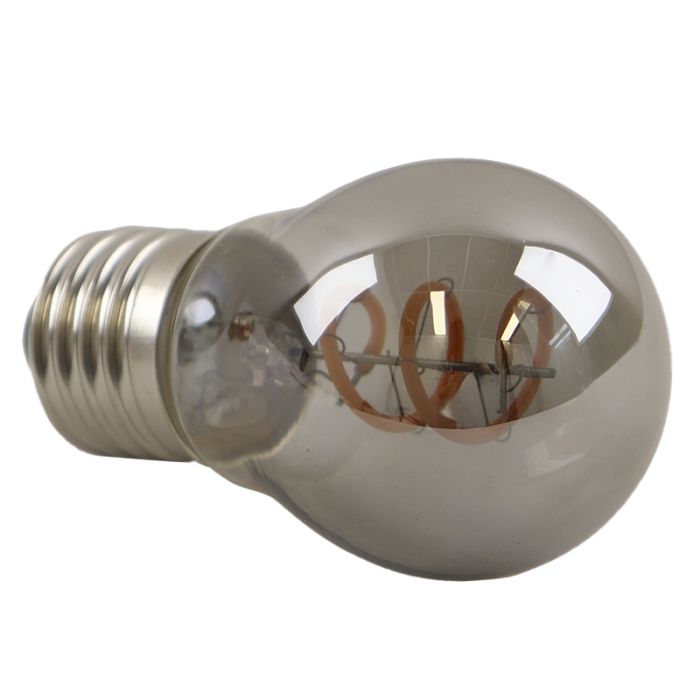 Olucia lampadina a filamento LED E27 regolabile Tuelo, grigio, P45, 4W, 2200K
