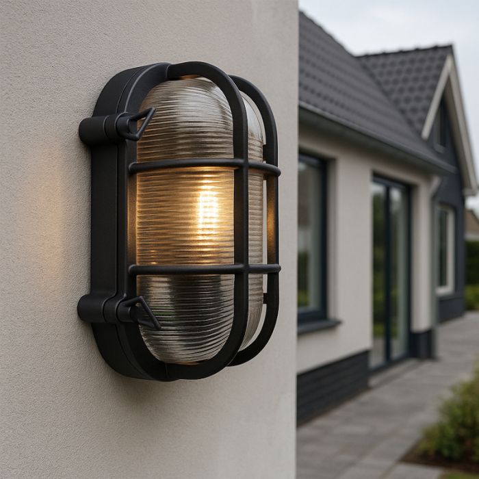 Lampada da esterno nera industriale, Luce, IP44