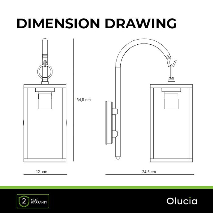 Lampada da esterno nera classica, Janco, IP44
