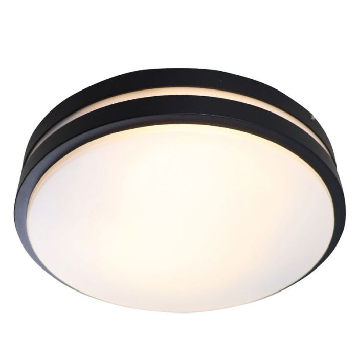 Plafoniera da esterno con sensore di movimento nera in plastica, James, IP44