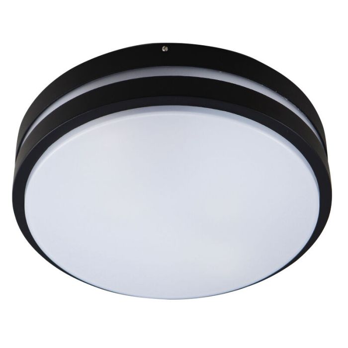 Plafoniera da esterno con sensore di movimento nera in plastica, James, IP44
