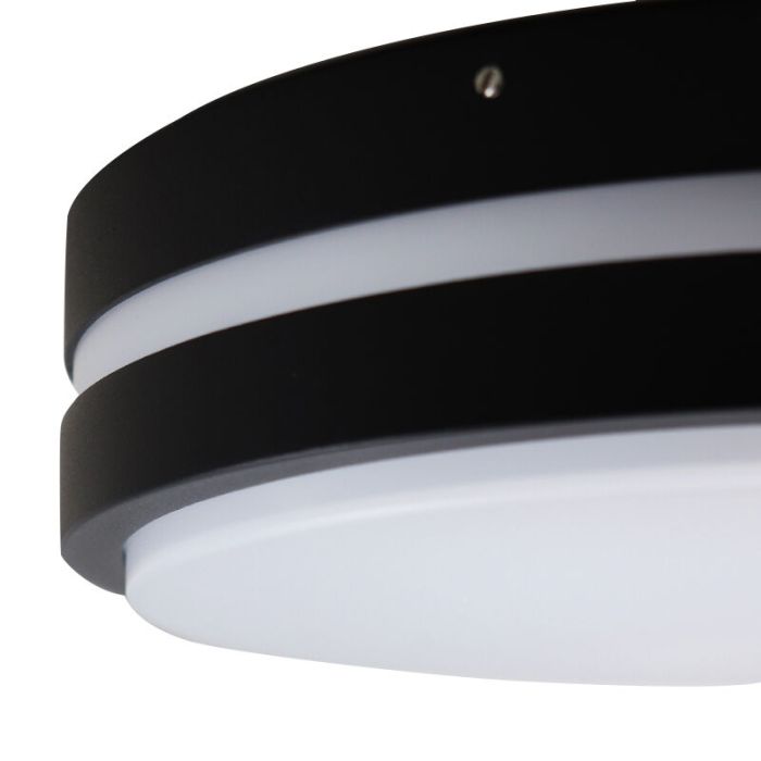 Plafoniera da esterno con sensore di movimento nera in plastica, James, IP44