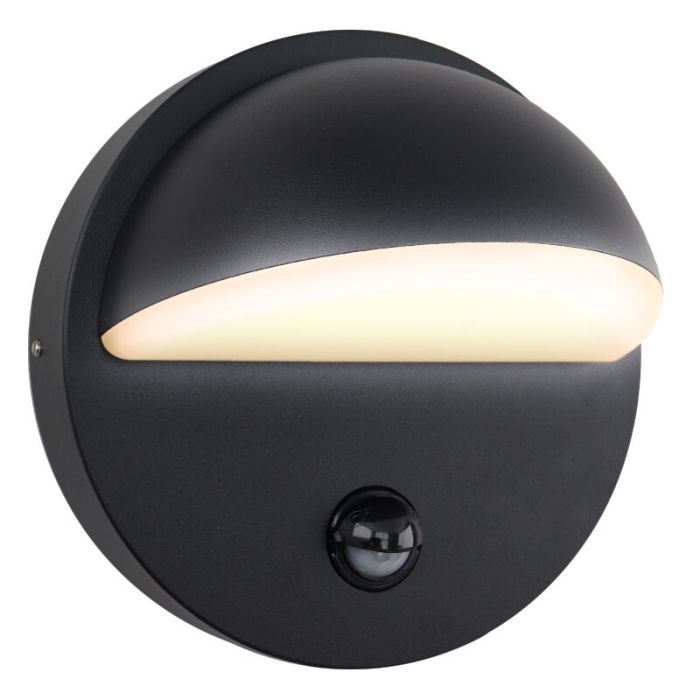 Applique da esterno con sensore di movimento nera moderna, Shelby, 7W, 3000K LED, IP44