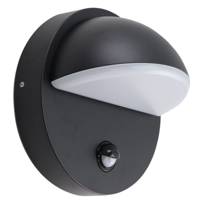 Applique da esterno con sensore di movimento nera moderna, Shelby, 7W, 3000K LED, IP44