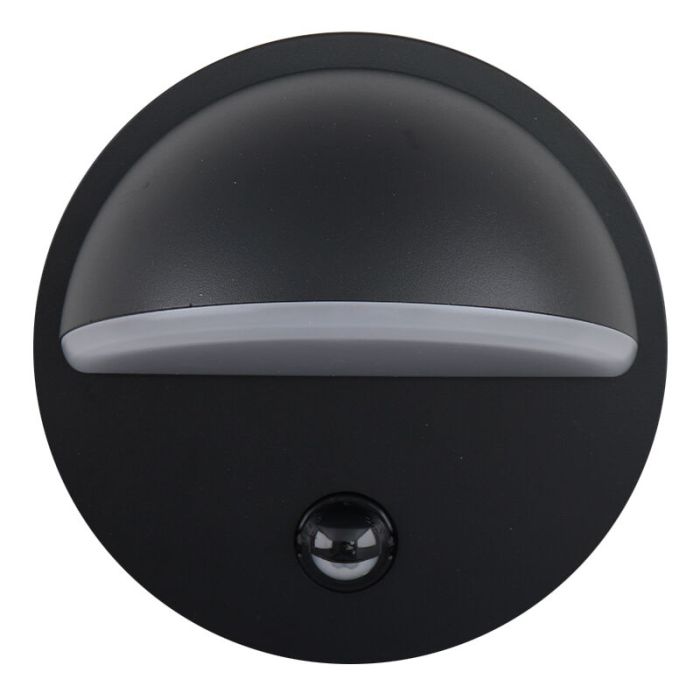 Applique da esterno con sensore di movimento nera moderna, Shelby, 7W, 3000K LED, IP44