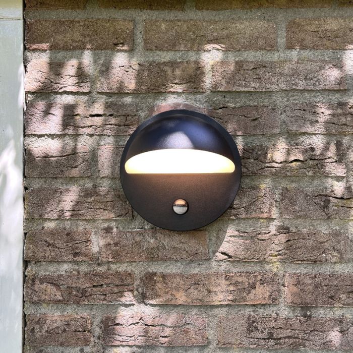 Applique da esterno con sensore di movimento nera moderna, Shelby, 7W, 3000K LED, IP44