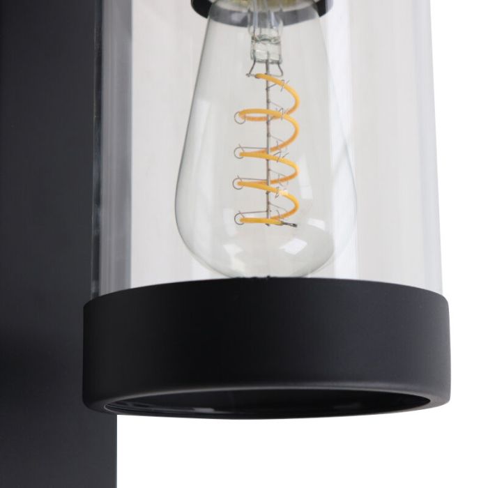 Applique da esterno con sensore crepuscolare nera moderna, Musa, IP44