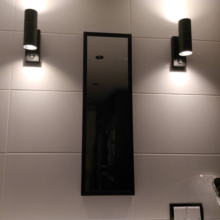 Applique da esterno con sensore di movimento nera moderna, Pedro, IP44