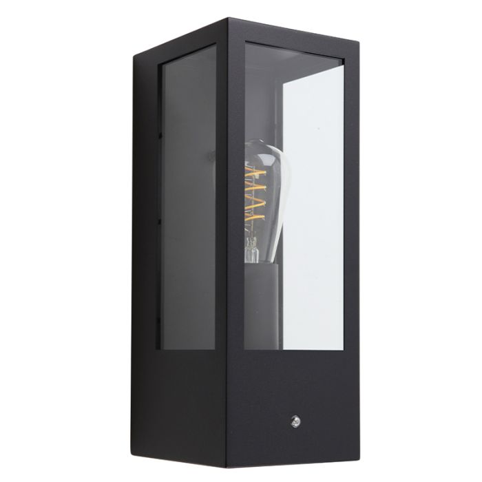 Applique da esterno con sensore crepuscolare nera moderna, Senne, IP44