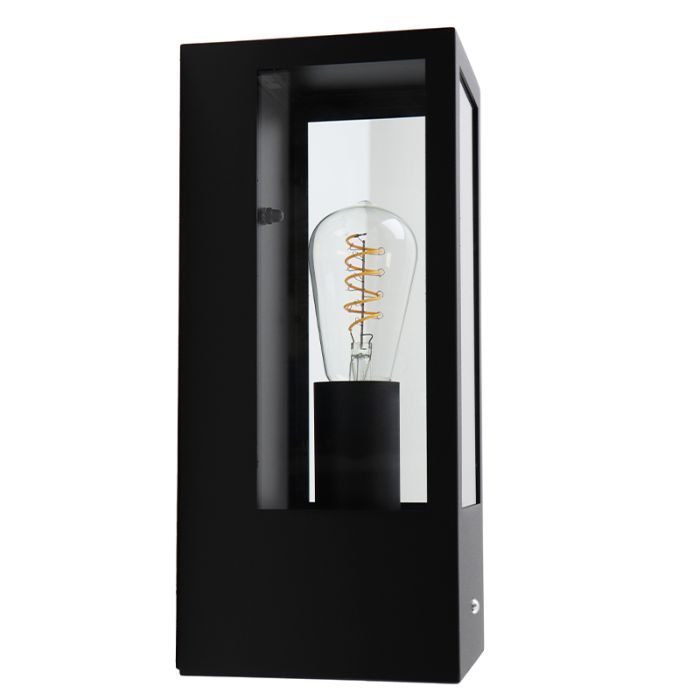Applique da esterno con sensore crepuscolare nera moderna, Senne, IP44