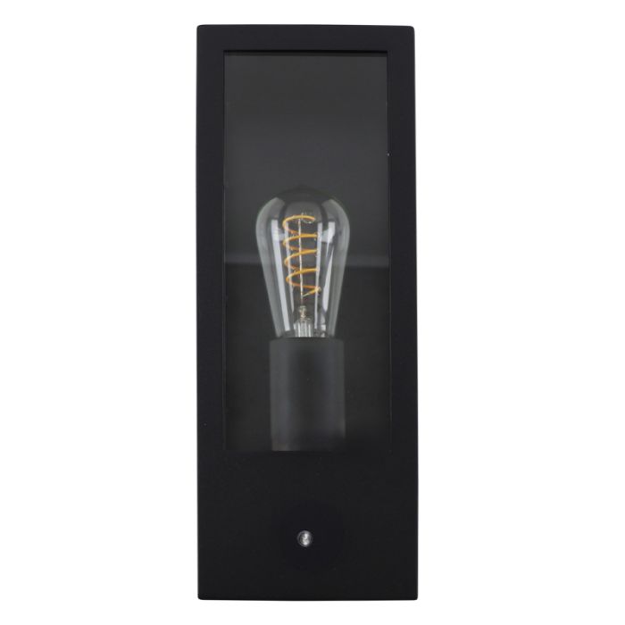 Applique da esterno con sensore crepuscolare nera moderna, Senne, IP44