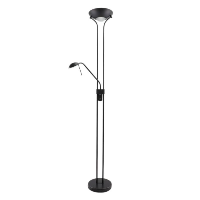 Piantana da lettura da terra nera moderna, Salvador, 18W, 3000K LED, con interruttore