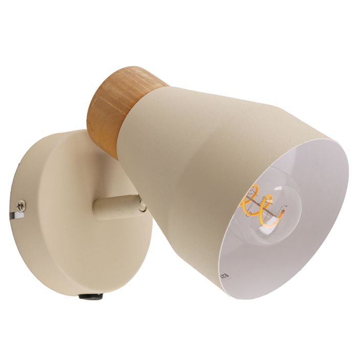 Applique da parete beige rustica, Freddie, con interruttore