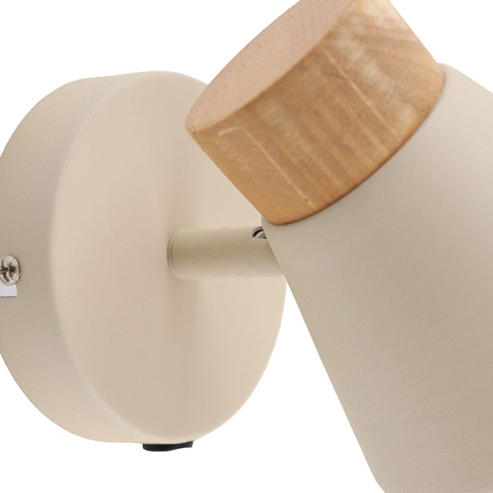 Applique da parete beige rustica, Freddie, con interruttore